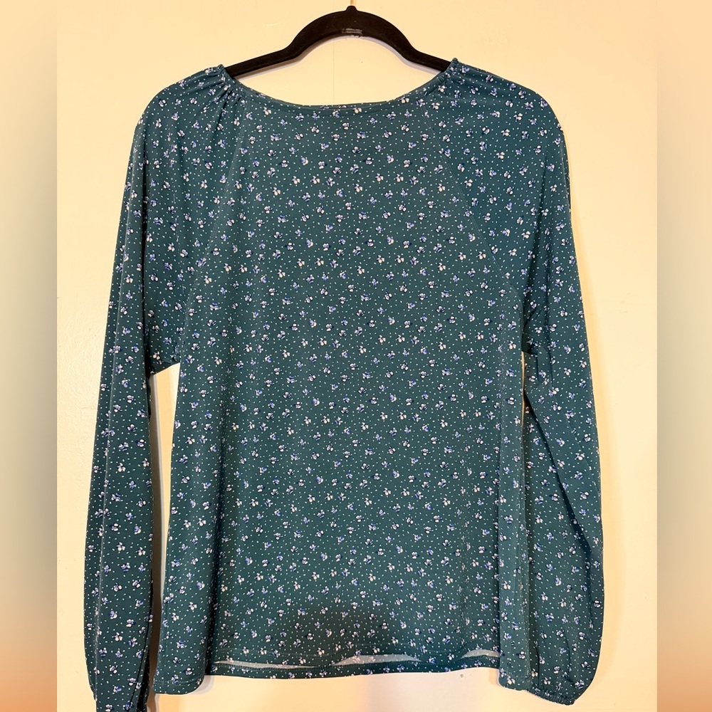 Banana Republic Dark Green Floral Blouse